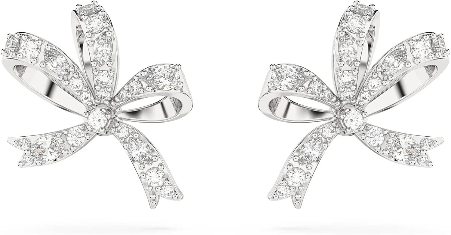 مجموعه جواهرات گردنبند، گوشواره و دستبند سواروسکی ولتا، کریستال های شفاف با الهام از پاپیون با روکش رودیوم