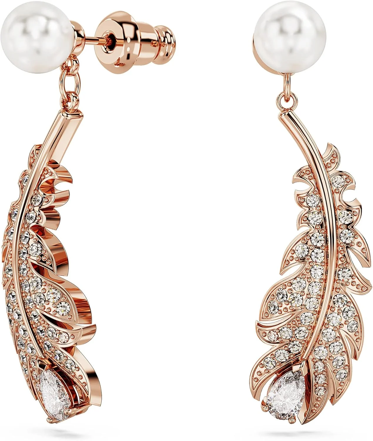 گوشواره آویز سواروسکی مدل Nice، برش های ترکیبی، پر، سفید، روکش طلایی رزگلد، تک سایز، برنج کریستال زیرکونیا مکعبی، زیرکونیا مکعبی گوشواره آویز سواروسکی مدل Nice، برش های ترکیبی، پر، سفید، روکش طلایی رزگلد، تک سایز، برنج کریستال زیرکونیا مکعبی، زیرکونیا مکعبی