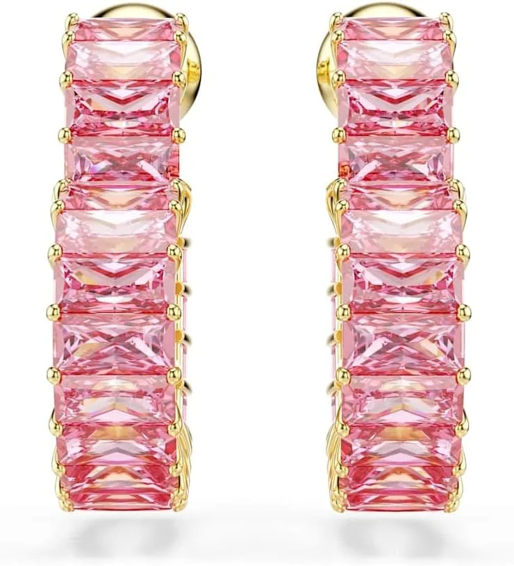 گوشواره حلقه ای سواروسکی مدل Matrix، برش باگت، قلب، کوچک، صورتی، روکش طلایی گوشواره حلقه ای سواروسکی مدل Matrix، برش باگت، قلب، کوچک، صورتی، روکش طلایی