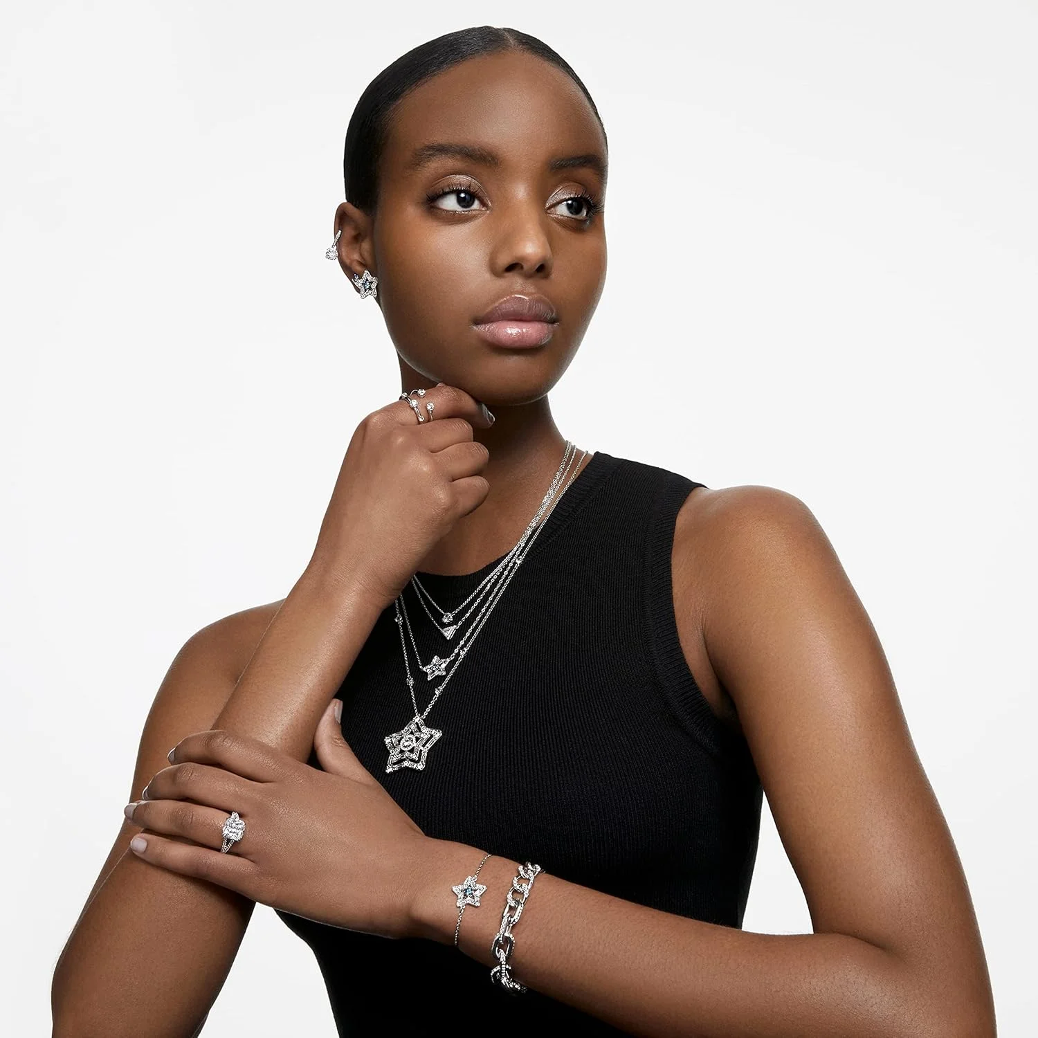 ست گردنبند، گوشواره و دستبند کریستال استلا سواروسکی، روکش رودیوم ست گردنبند، گوشواره و دستبند کریستال استلا سواروسکی، روکش رودیوم