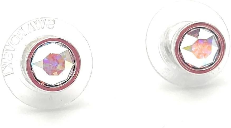گوشواره های میخی تک نگین چند رنگی سواروسکی - برش گرد - روکش رودیوم - 5101343، کریستال، کریستال
