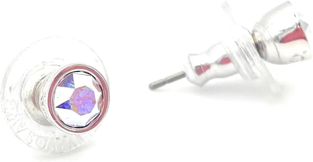 گوشواره های میخی تک نگین چند رنگی سواروسکی - برش گرد - روکش رودیوم - 5101343، کریستال، کریستال گوشواره های میخی تک نگین چند رنگی سواروسکی - برش گرد - روکش رودیوم - 5101343، کریستال، کریستال