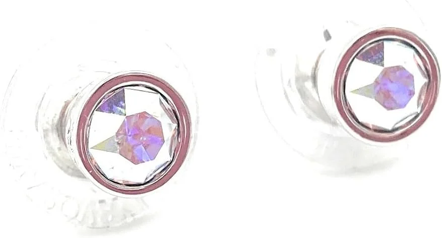 گوشواره های میخی تک نگین چند رنگی سواروسکی - برش گرد - روکش رودیوم - 5101343، کریستال، کریستال گوشواره های میخی تک نگین چند رنگی سواروسکی - برش گرد - روکش رودیوم - 5101343، کریستال، کریستال