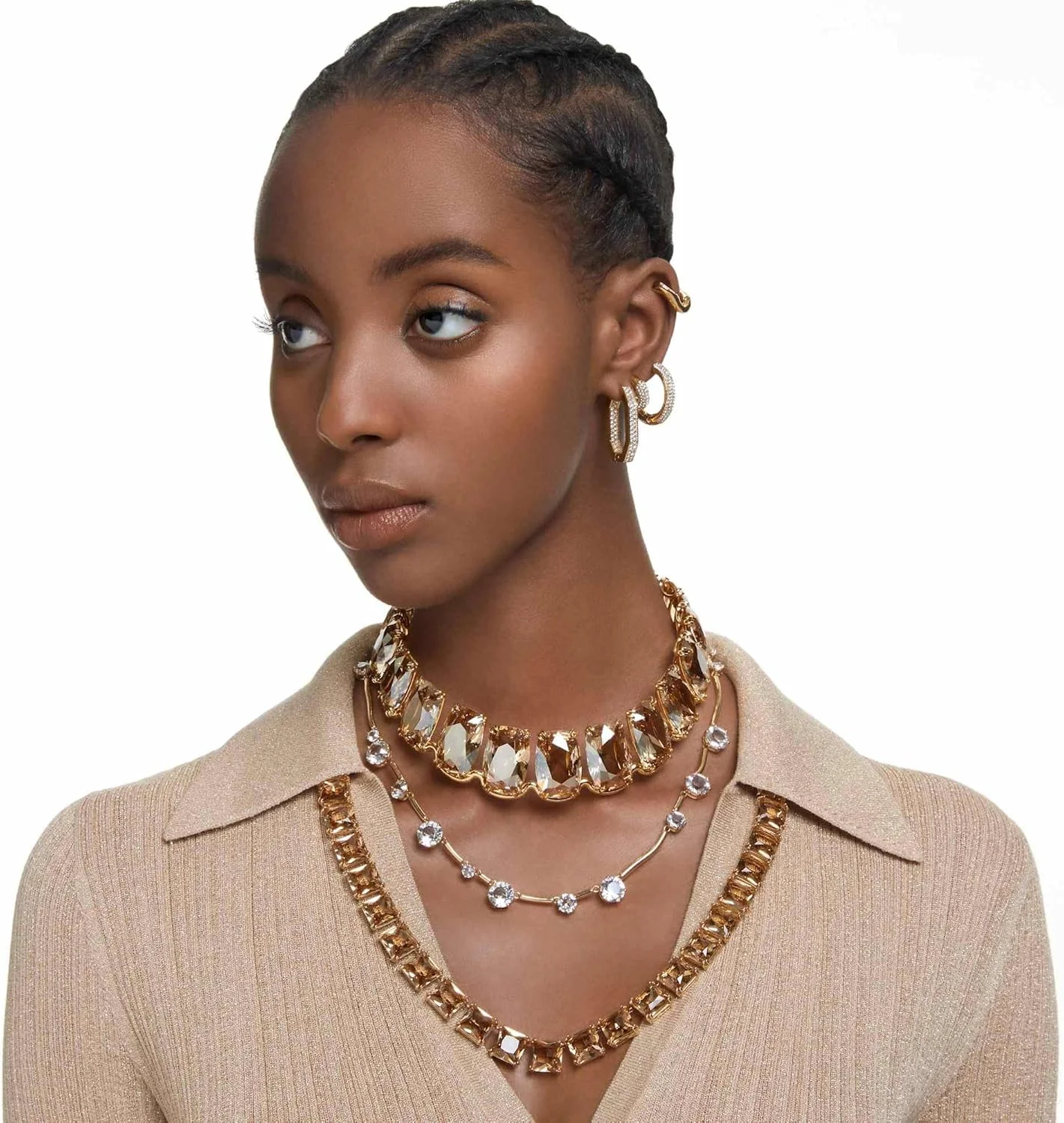 ست گردنبند و گوشواره کریستال سواروسکی Dextera، روکش رودیوم و روکش طلایی ست گردنبند و گوشواره کریستال سواروسکی Dextera، روکش رودیوم و روکش طلایی