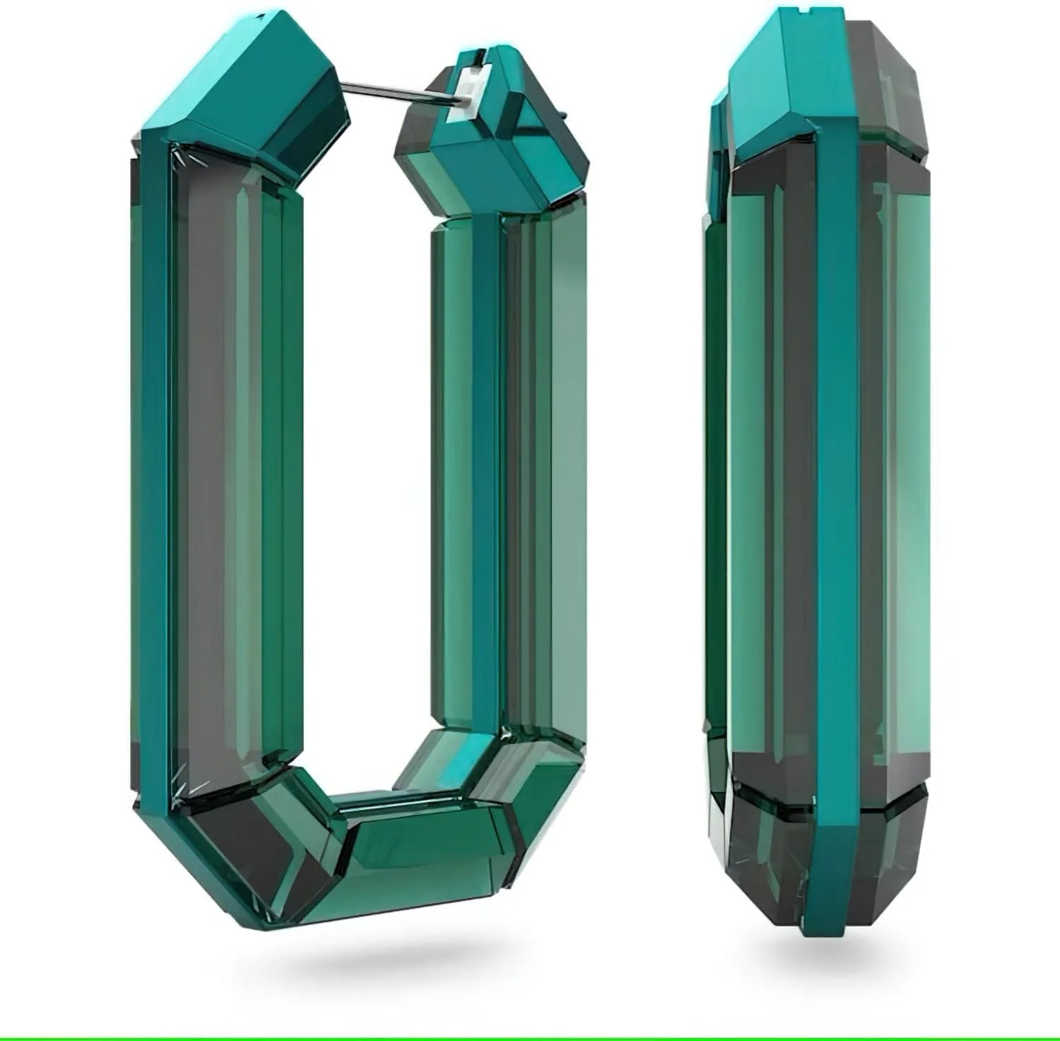 گوشواره های حلقه ای سواروسکی لوسنت، بیانیه ای، شکل هشت ضلعی، سبز
