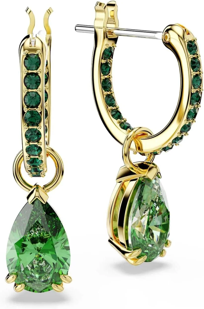 گوشواره آویز سواروسکی مدل Attract، برش گلابی، سبز، روکش طلایی گوشواره آویز سواروسکی مدل Attract، برش گلابی، سبز، روکش طلایی