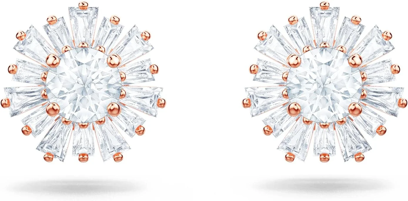 گوشواره زنانه سان شاین سواروسکی، یک جفت گوشواره سوراخ دار با کریستال های سواروسکی، روکش طلایی رزگلد، از مجموعه سان شاین سواروسکی