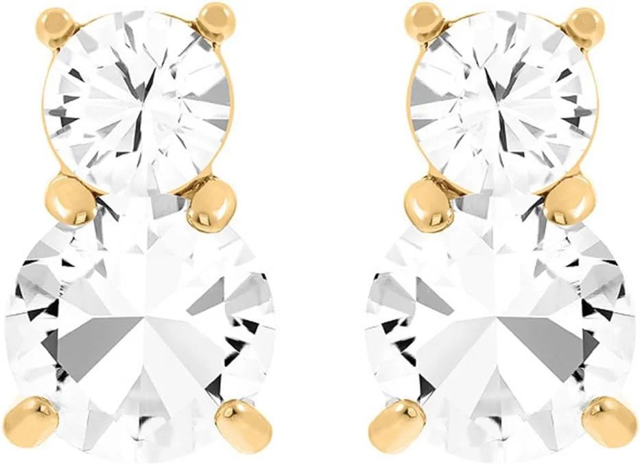 گوشواره های میخی سواروسکی SOLITAIRE با روکش طلای زرد و کریستال شفاف - 5128809