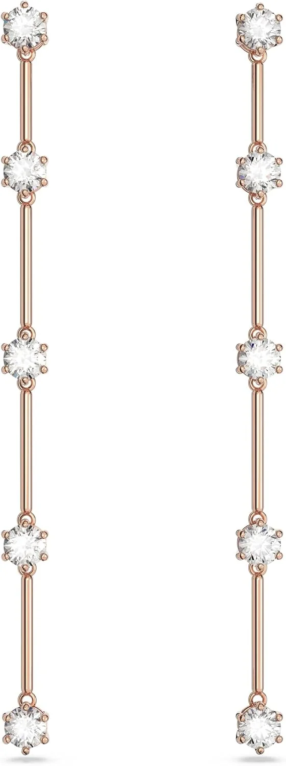 گوشواره آویز سواروسکی Constella، برش گرد، سفید، روکش طلای رزگلد