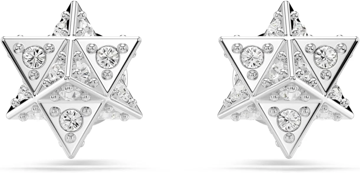 گوشواره حلقه ای هایپربولا مینی سواروسکی، کریستال های برش خورده ترکیبی سفید در پایه با روکش طلایی رزگلد