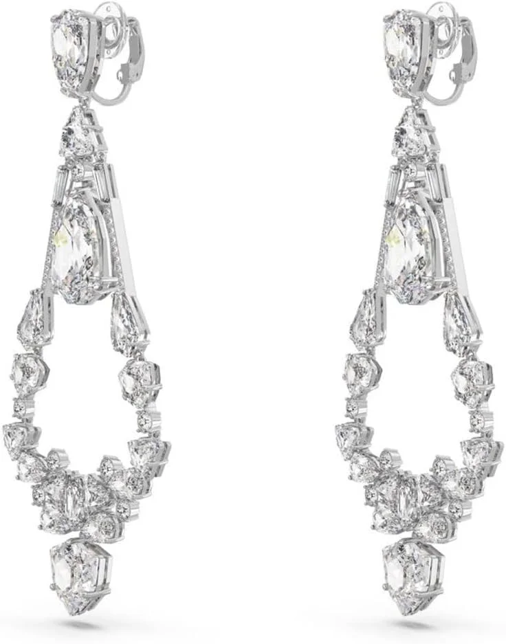 گوشواره های آویز گیره ای سواروسکی Mesmera، برش های ترکیبی، لوستری، بلند، سفید، روکش رودیوم گوشواره های آویز گیره ای سواروسکی Mesmera، برش های ترکیبی، لوستری، بلند، سفید، روکش رودیوم