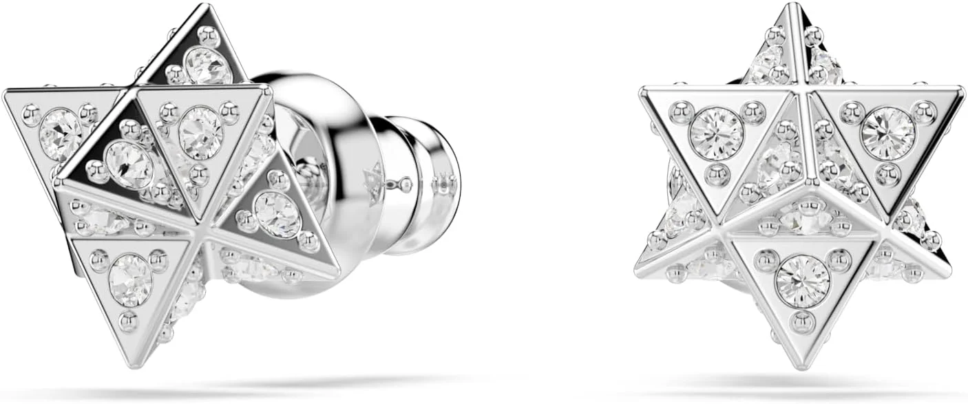 گوشواره حلقه ای هایپربولا مینی سواروسکی، کریستال های برش خورده ترکیبی سفید در پایه با روکش طلایی رزگلد گوشواره حلقه ای هایپربولا مینی سواروسکی، کریستال های برش خورده ترکیبی سفید در پایه با روکش طلایی رزگلد