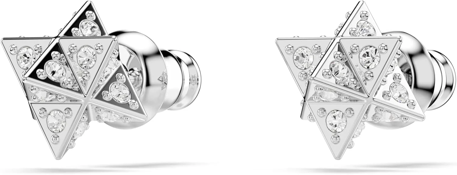 گوشواره حلقه ای هایپربولا مینی سواروسکی، کریستال های برش خورده ترکیبی سفید در پایه با روکش طلایی رزگلد گوشواره حلقه ای هایپربولا مینی سواروسکی، کریستال های برش خورده ترکیبی سفید در پایه با روکش طلایی رزگلد