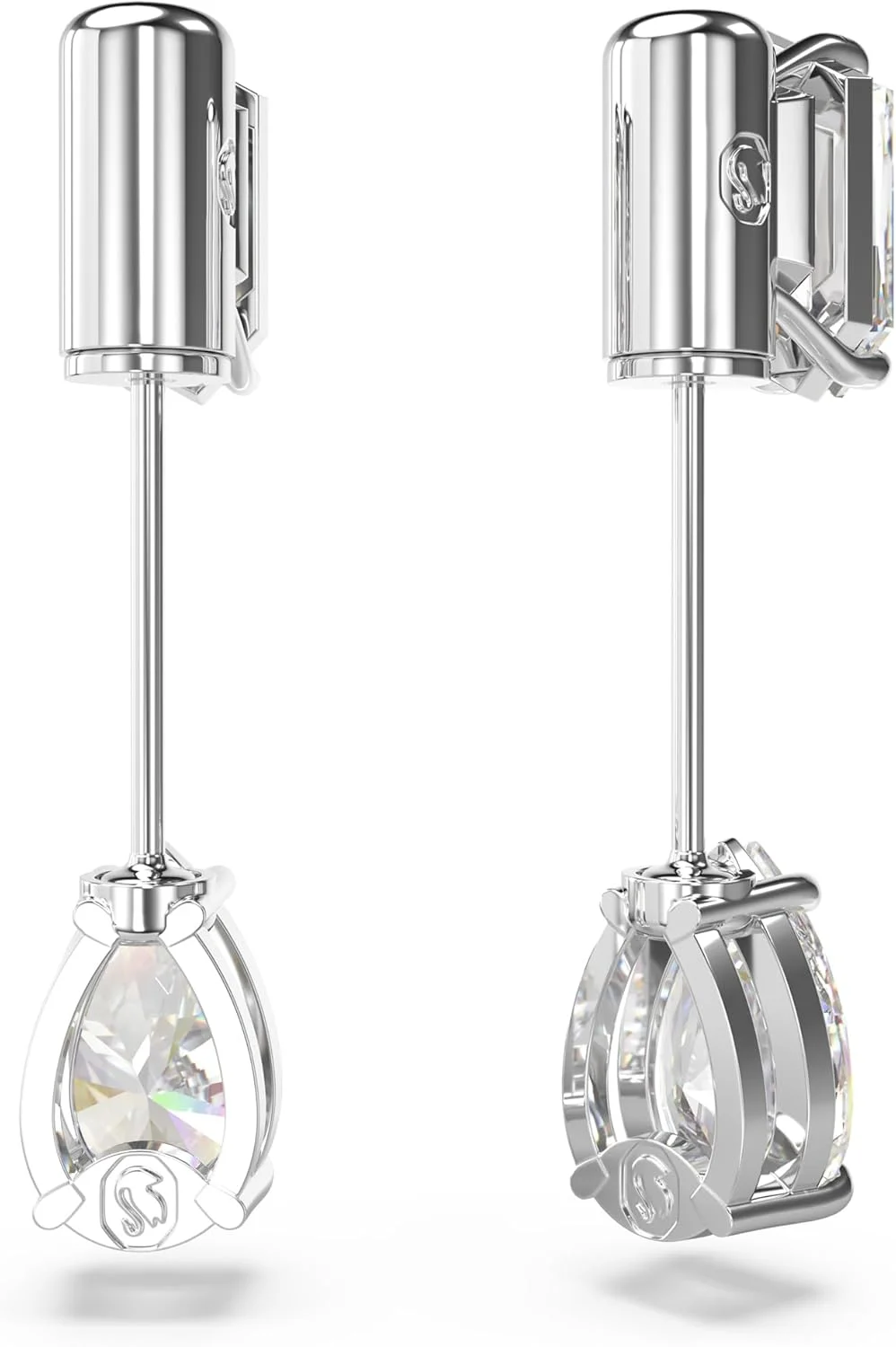 گوشواره میلهای مزمرآ، برشهای ترکیبی، سفید، روکش رودیوم، بزرگ گوشواره میلهای مزمرآ، برشهای ترکیبی، سفید، روکش رودیوم، بزرگ