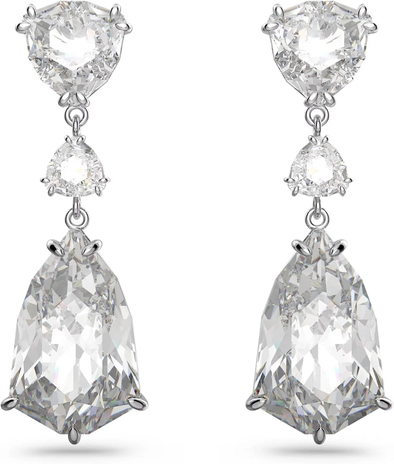 گوشواره آویز سواروسکی مدل Mesmera، برش های ترکیبی، سفید، روکش رودیوم