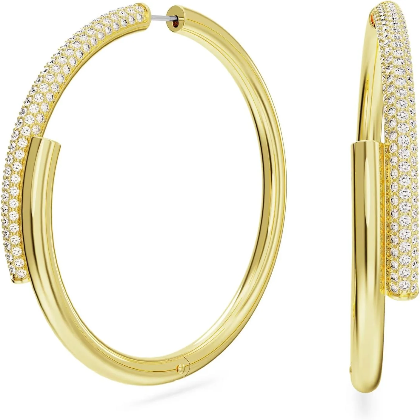 گوشواره حلقه ای سواروسکی Dextera، سفید، با روکش طلایی