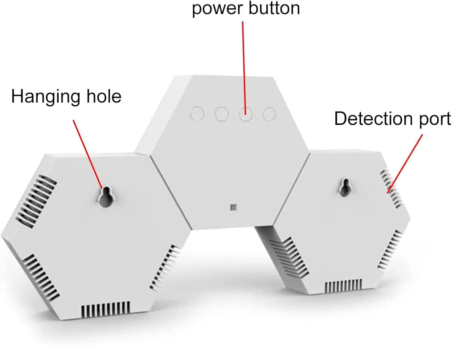 سنسور هوای شش ضلعی HANZALA، ردیاب دی اکسید کربن، صفحه نمایش کیفیت هوا با آلارم، تستر PM2.5، دماسنج/رطوبت سنج/نمایشگر زمان، برای اتاق ها، دفاتر