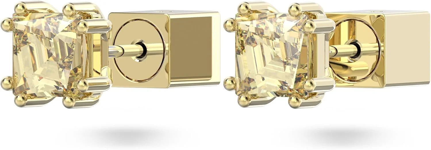 گوشواره های میخی استیلا سواروسکی، برش کوسن، زرد، روکش طلایی گوشواره های میخی استیلا سواروسکی، برش کوسن، زرد، روکش طلایی