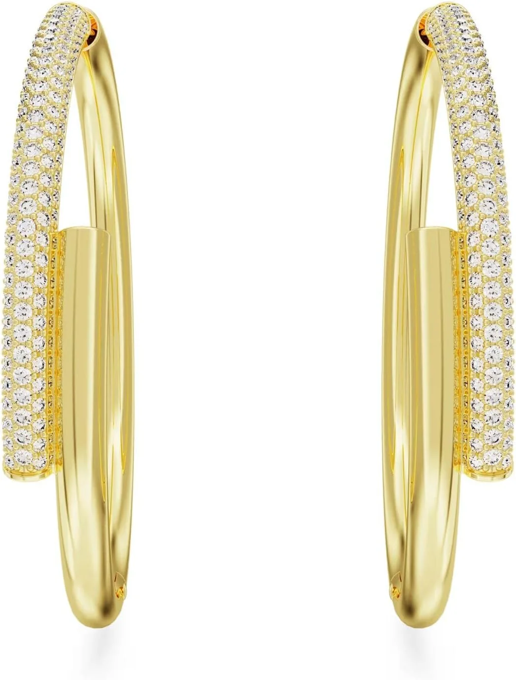 گوشواره حلقه ای سواروسکی Dextera، سفید، با روکش طلایی گوشواره حلقه ای سواروسکی Dextera، سفید، با روکش طلایی