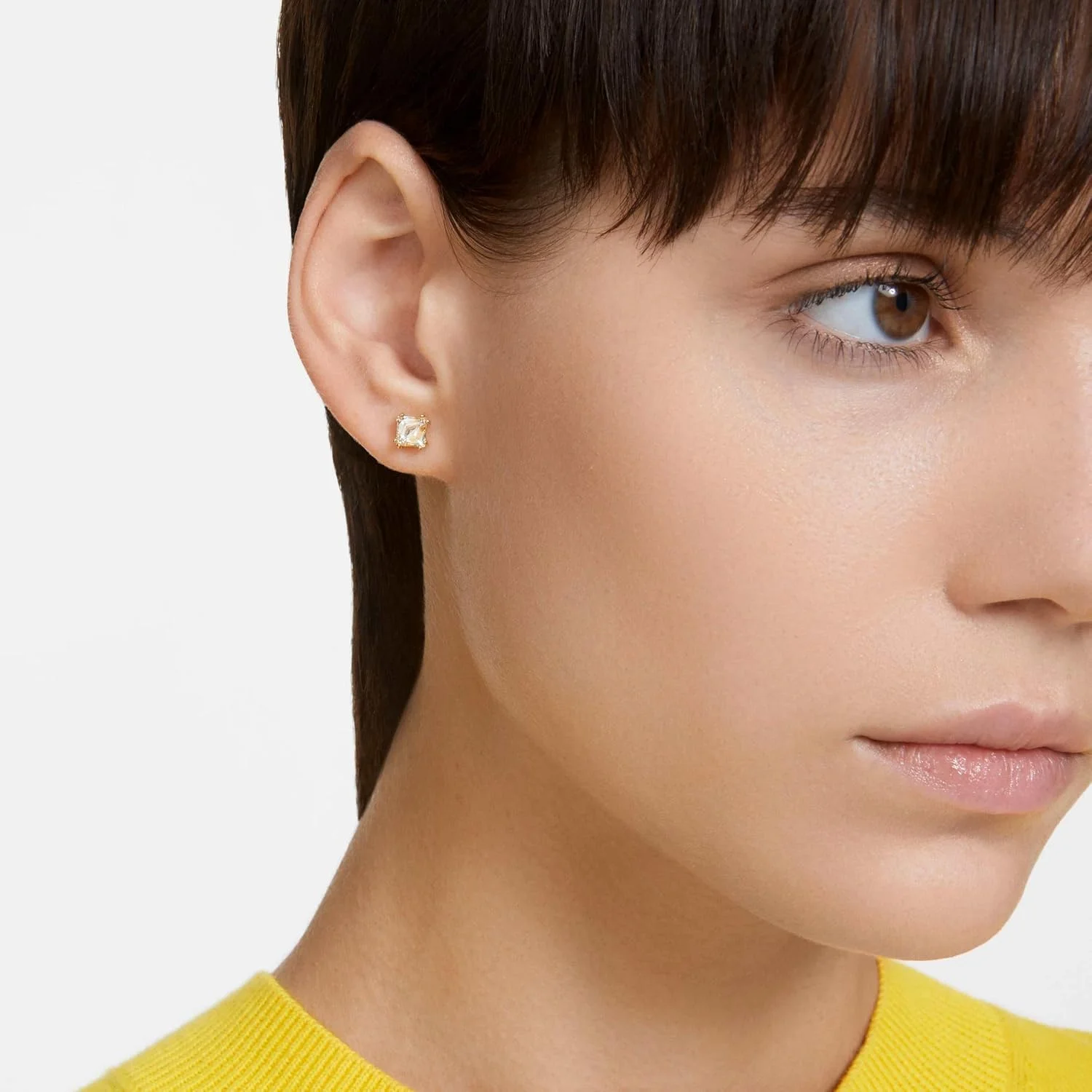 گوشواره های میخی استیلا سواروسکی، برش کوسن، زرد، روکش طلایی گوشواره های میخی استیلا سواروسکی، برش کوسن، زرد، روکش طلایی