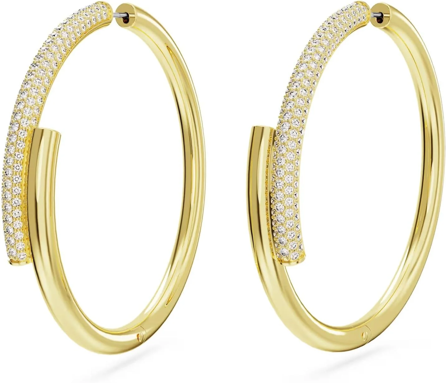 گوشواره حلقه ای سواروسکی Dextera، سفید، با روکش طلایی گوشواره حلقه ای سواروسکی Dextera، سفید، با روکش طلایی