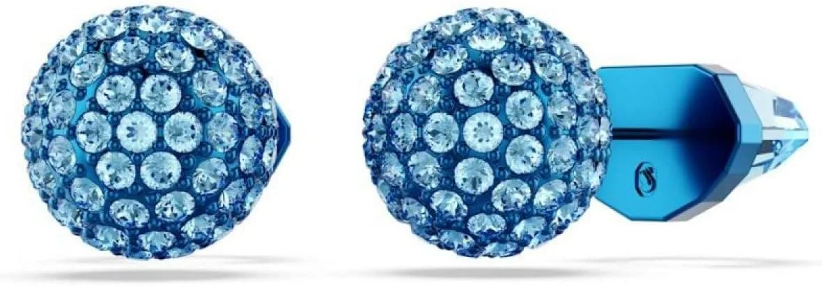 گوشواره های میخی توپکی آبی رنگ سواروفسکی لوسنت پاوه، سایز 1.4 سانتی متر در 2.4 سانتی متر، آبی