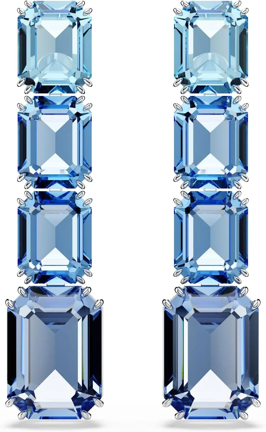 گوشواره آویز سواروسکی مدل Millenia، برش هشت ضلعی، گرادیان رنگ، آبی، روکش رودیوم