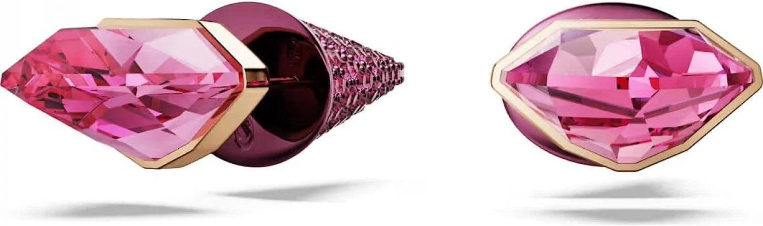 گوشواره های میخی سواروسکی مدل Lucent Pavé Spike با روکش فلزی ترکیبی، اندازه 0.9 سانتی متر در 3.4 سانتی متر، صورتی