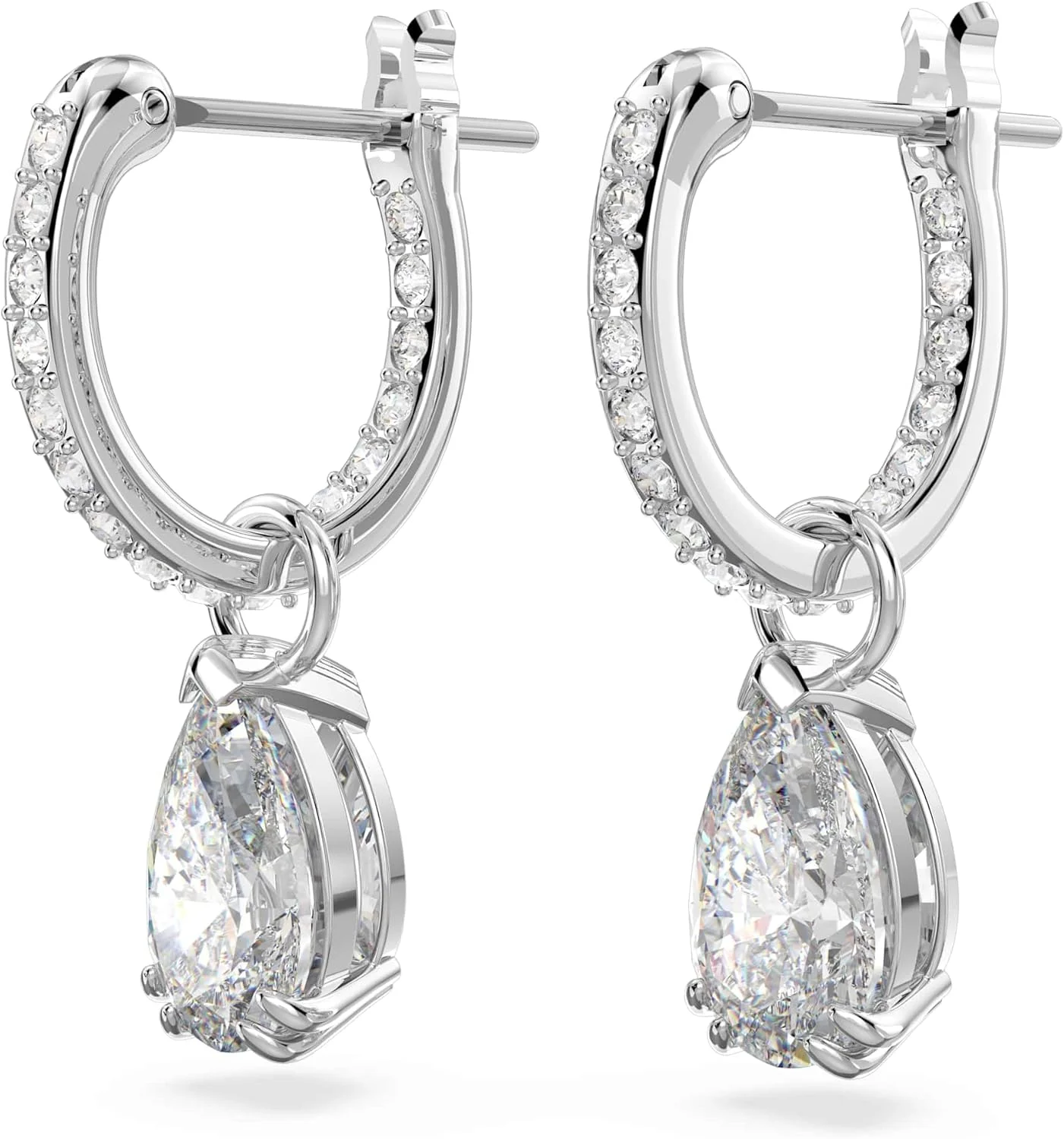 گوشواره های حلقه ای سواروسکی میلنیا، برش گلابی، سفید، روکش رودیوم گوشواره های حلقه ای سواروسکی میلنیا، برش گلابی، سفید، روکش رودیوم