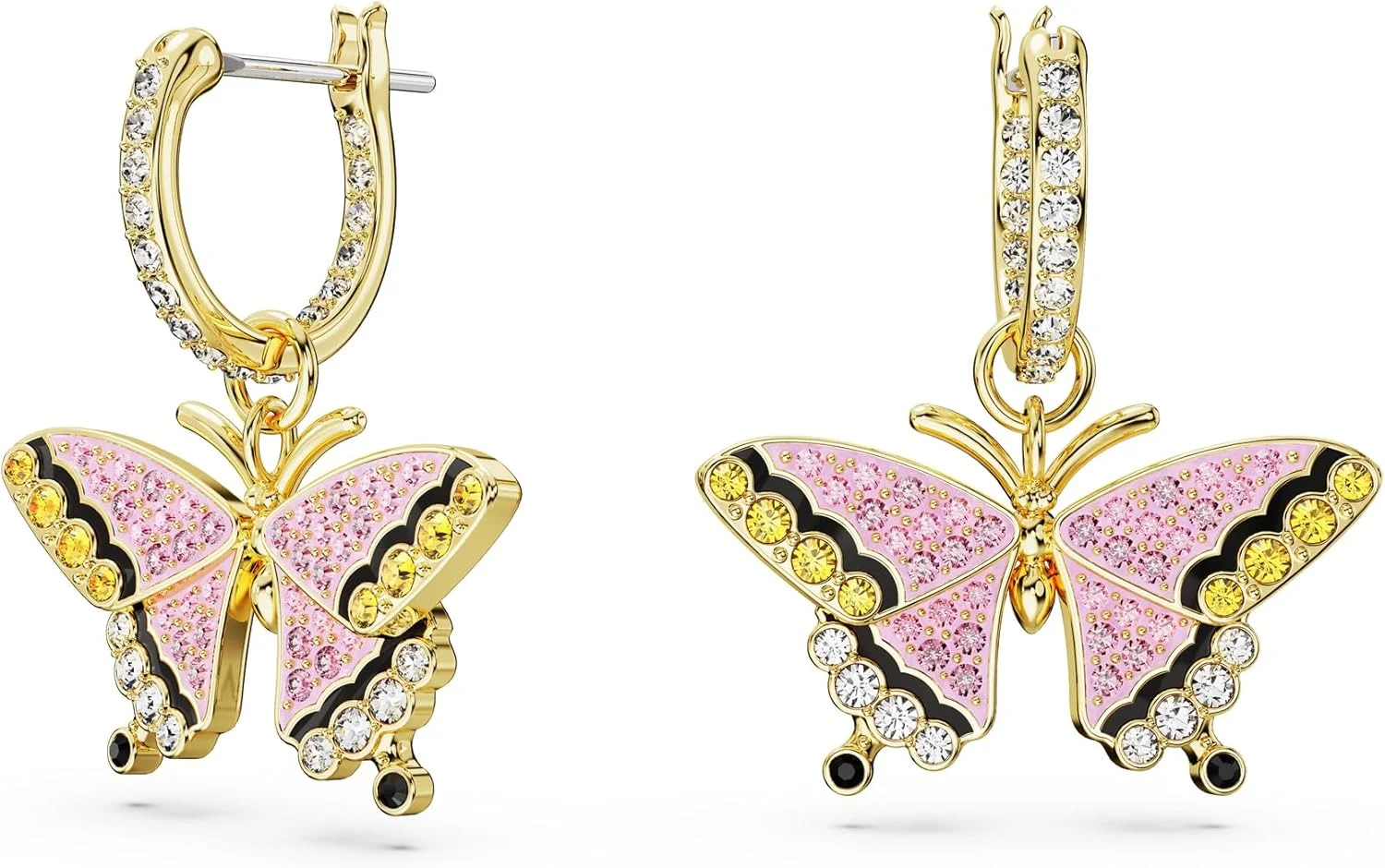 گوشواره آویز پروانه ای ایدیلیا سواروسکی، چند رنگ، روکش طلایی