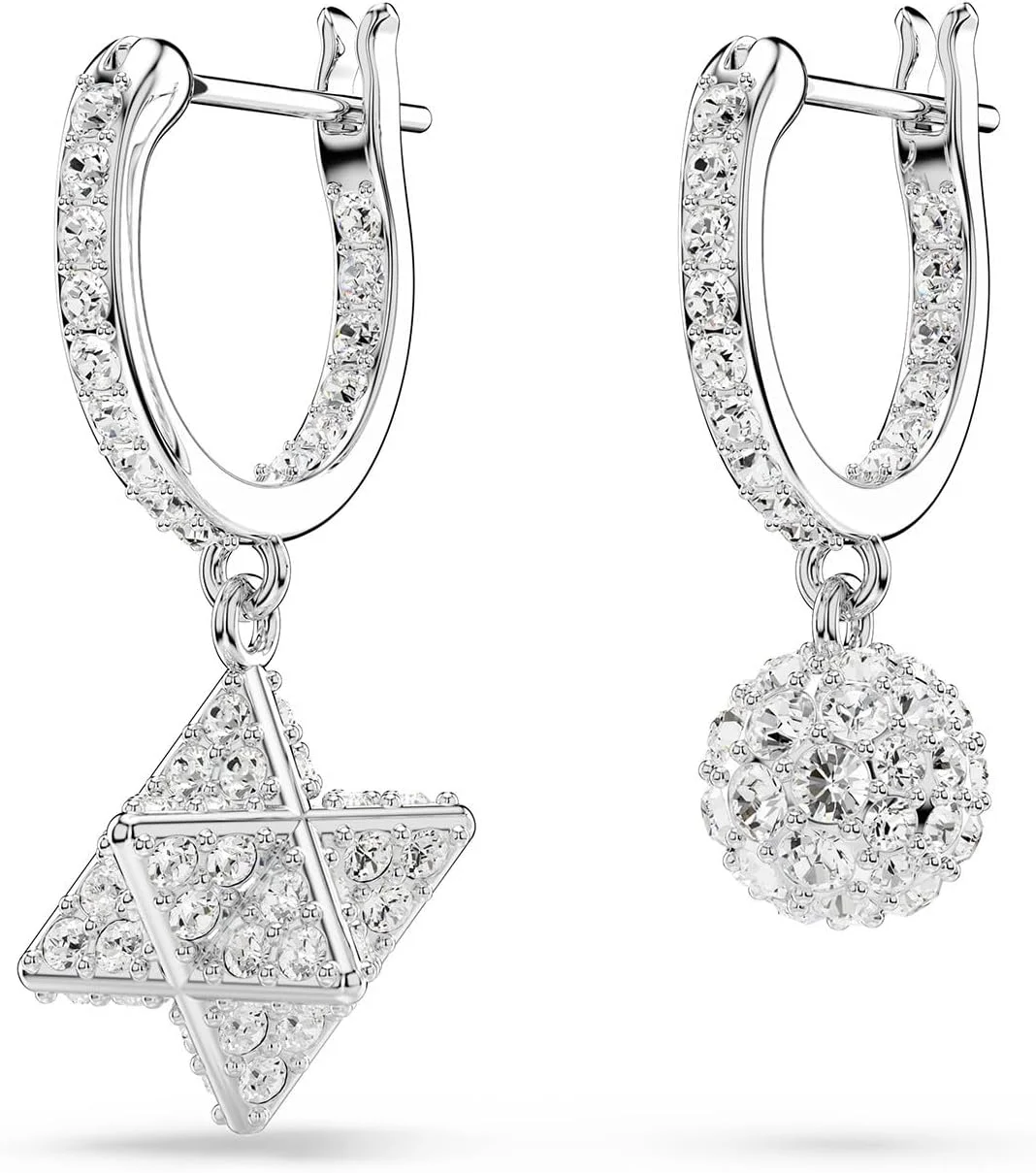 گوشواره آویز نامتقارن سواروسکی Dextera با روکش رودیوم، طرح ستاره و کره برش گرد، سفید گوشواره آویز نامتقارن سواروسکی Dextera با روکش رودیوم، طرح ستاره و کره برش گرد، سفید