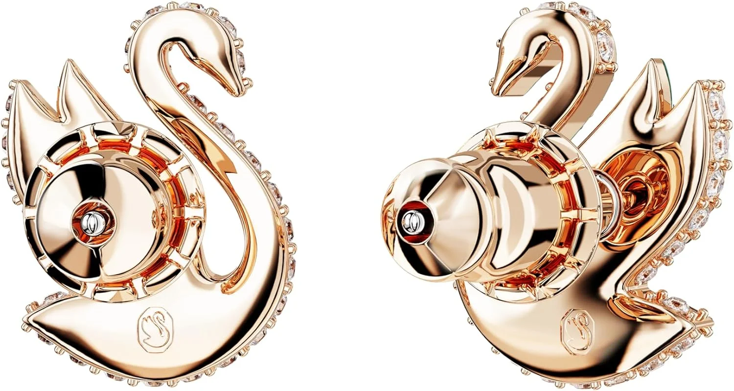 گوشواره های میخی قو ایکونیک سواروسکی، قو، سبز، با روکش طلایی رزگلد گوشواره های میخی قو ایکونیک سواروسکی، قو، سبز، با روکش طلایی رزگلد