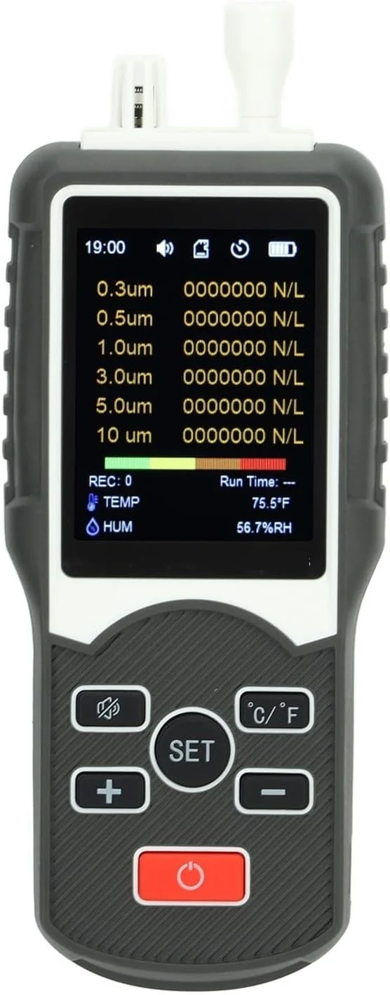 دستگاه شمارش ذرات گرد و غبار HANWEJF، تستر حرفه ای ذرات معلق، دستگاه نمایش زنده کیفیت هوا برای محیط های داخلی و خارجی دستگاه شمارش ذرات گرد و غبار HANWEJF، تستر حرفه ای ذرات معلق، دستگاه نمایش زنده کیفیت هوا برای محیط های داخلی و خارجی