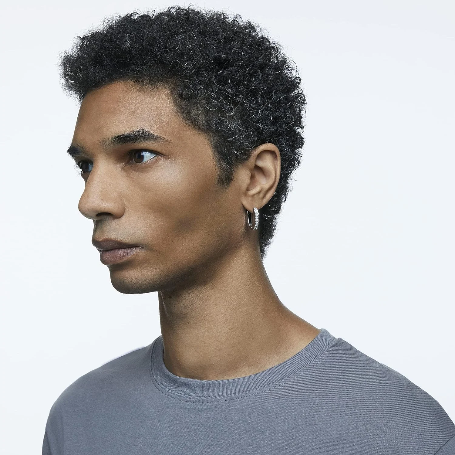 گوشواره حلقه ای هشت ضلعی کوچک سواروسکی، یک جفت سنگ فرش، کریستال سفید، حلقه های روکش رودیوم، از مجموعه Dextera، یک سایز