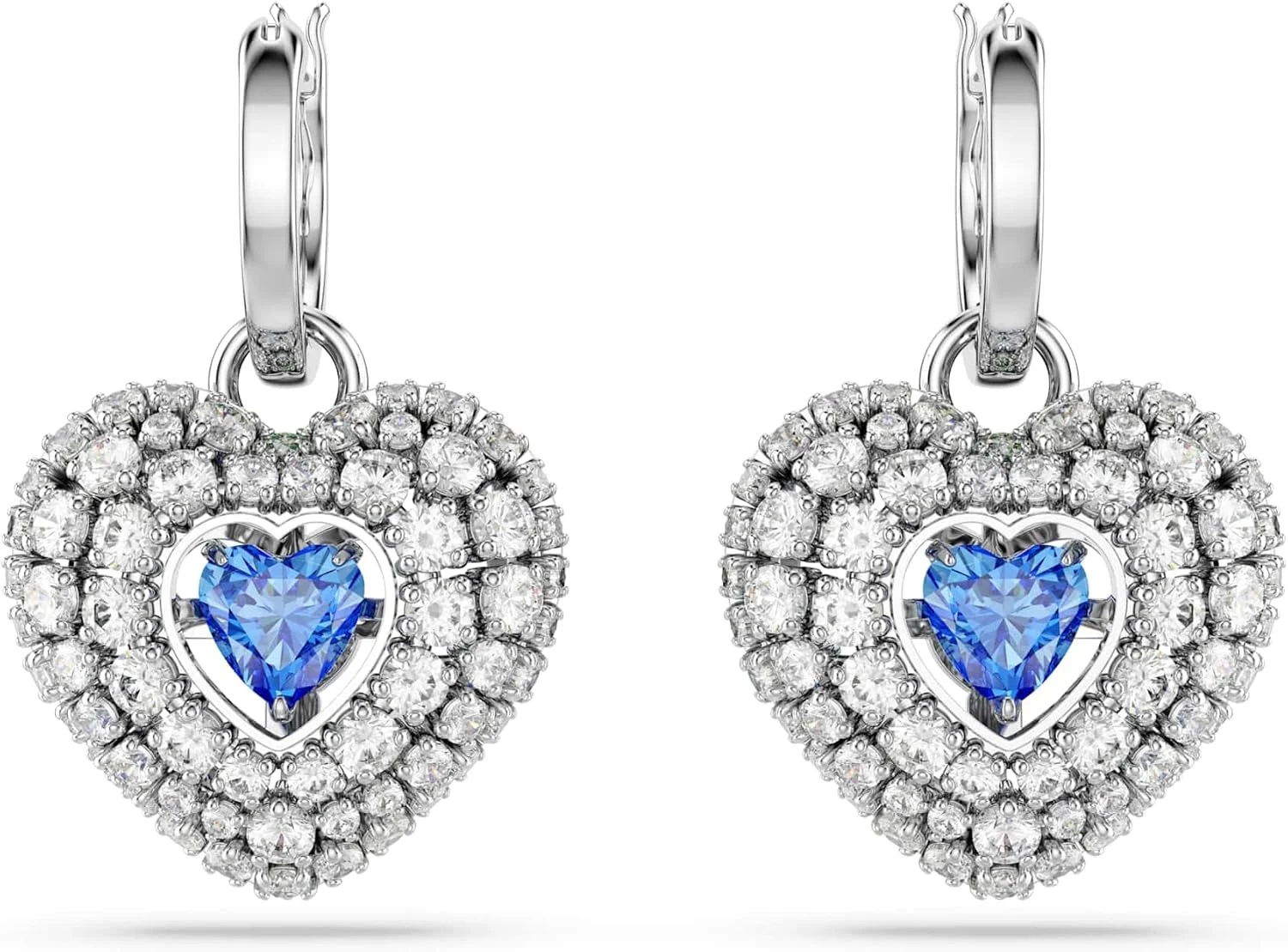 گوشواره های آویز سواروسکی هایپربولا، قلب، آبی، روکش رودیوم