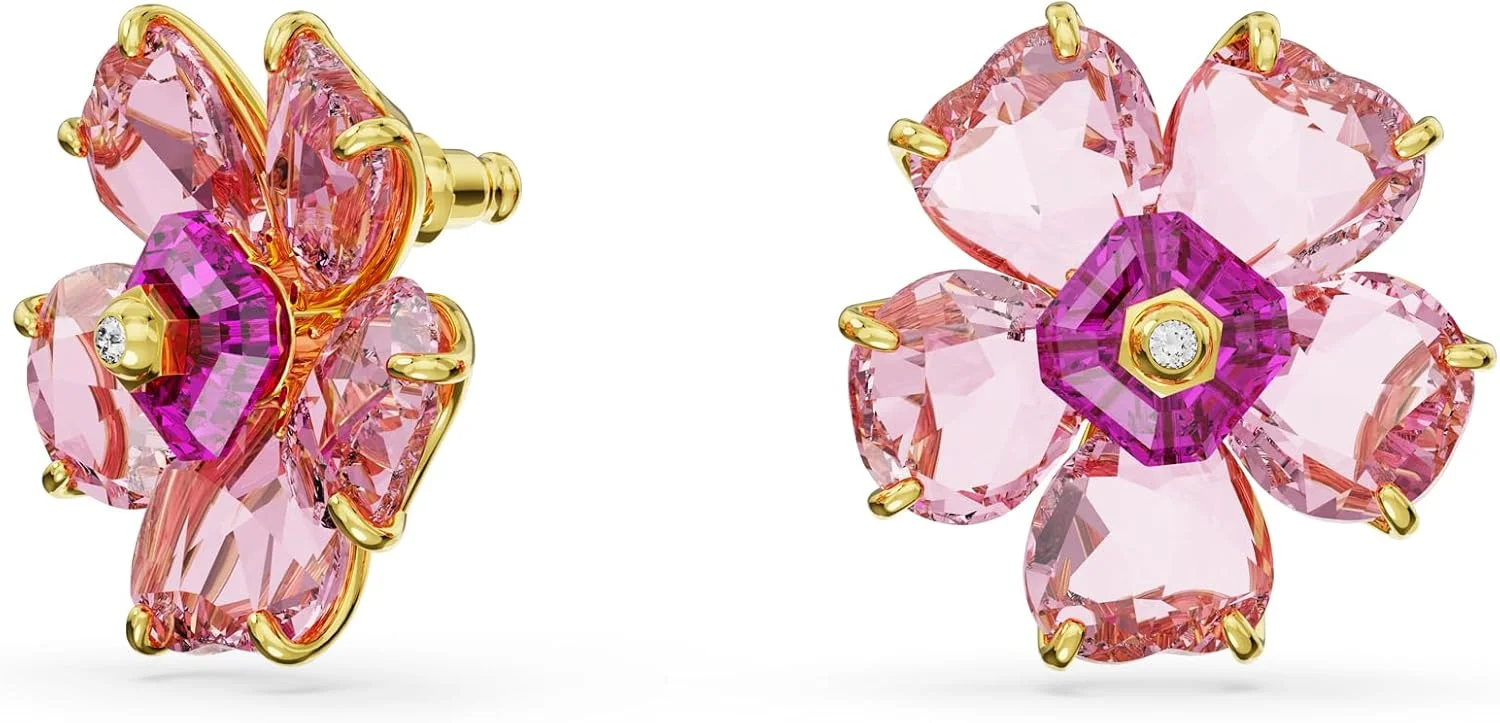 گوشواره های میخی سواروسکی Florere، گل، صورتی، با روکش طلایی گوشواره های میخی سواروسکی Florere، گل، صورتی، با روکش طلایی