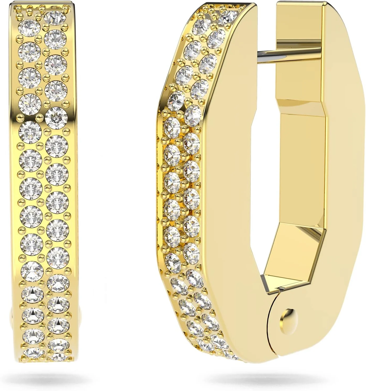 گوشواره های حلقه ای هشت ضلعی سواروسکی، یک جفت پاو، کریستال سفید، حلقه های روکش طلایی، از مجموعه دکسترا گوشواره های حلقه ای هشت ضلعی سواروسکی، یک جفت پاو، کریستال سفید، حلقه های روکش طلایی، از مجموعه دکسترا