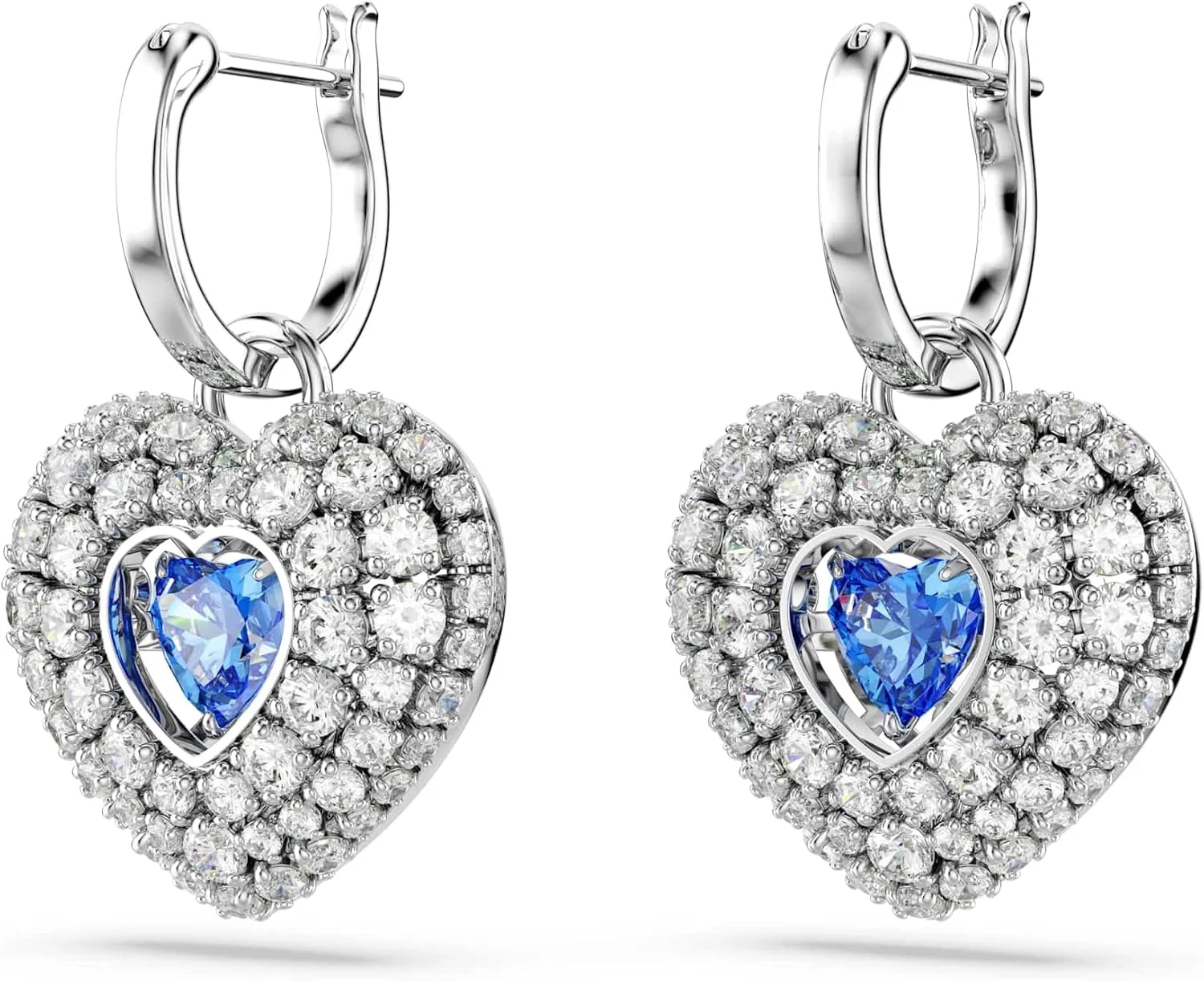 گوشواره های آویز سواروسکی هایپربولا، قلب، آبی، روکش رودیوم