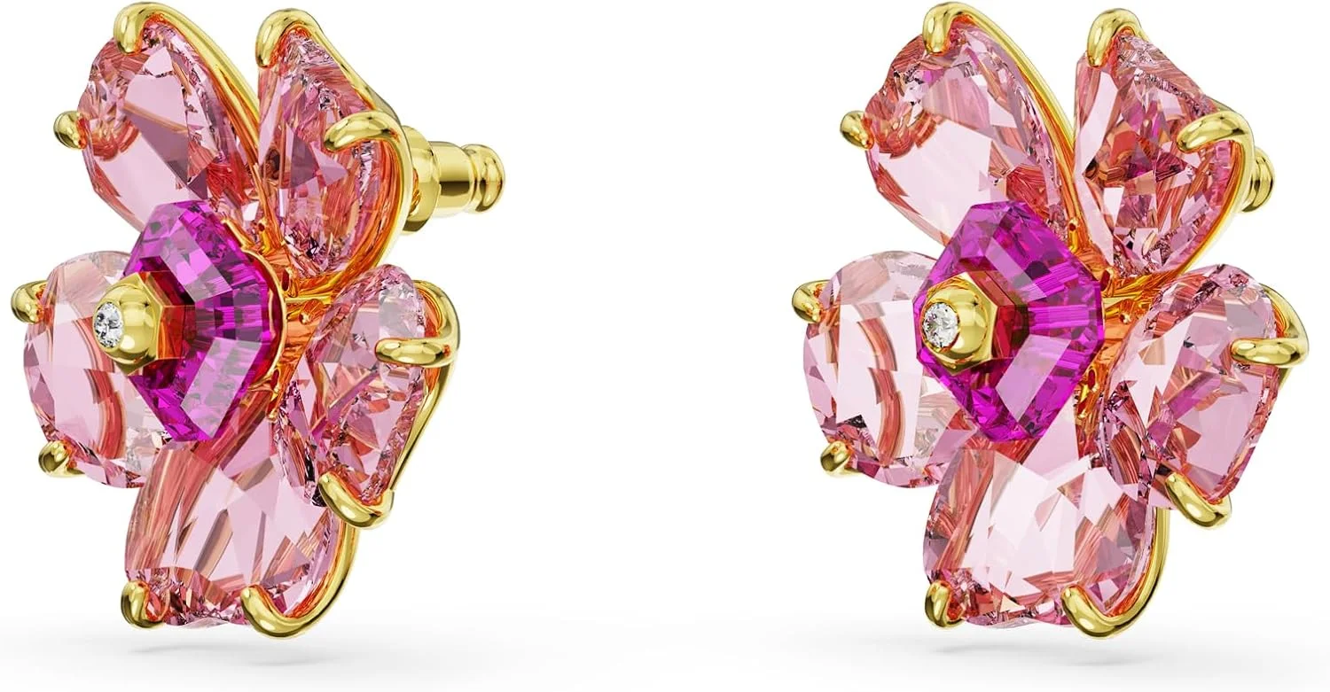 گوشواره های میخی سواروسکی Florere، گل، صورتی، با روکش طلایی گوشواره های میخی سواروسکی Florere، گل، صورتی، با روکش طلایی