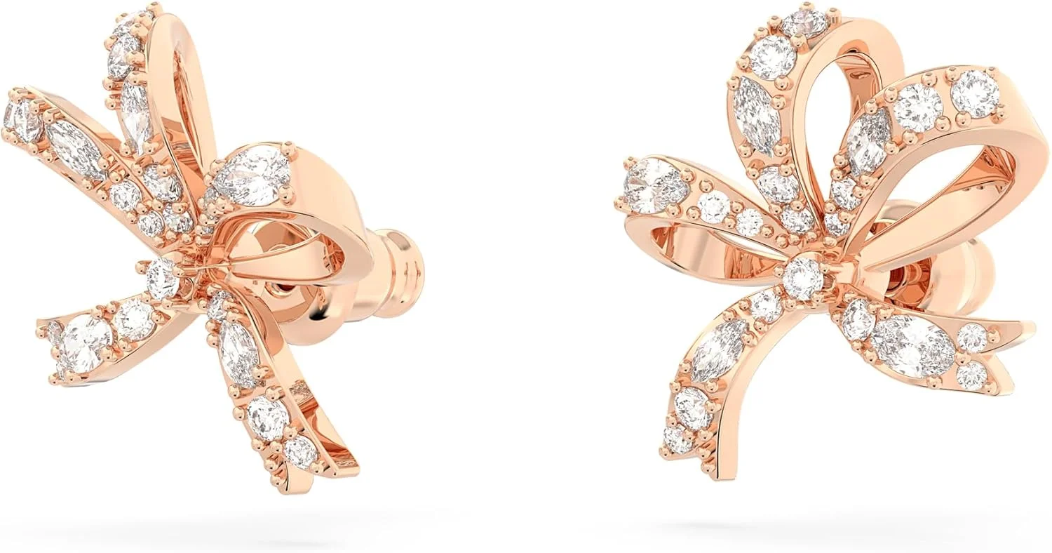 گوشواره های میخی سواروسکی ولتا، پاپیونی، کوچک، سفید، روکش طلایی رزگلد، تک سایز، طلایی رزگلد، کریستال گوشواره های میخی سواروسکی ولتا، پاپیونی، کوچک، سفید، روکش طلایی رزگلد، تک سایز، طلایی رزگلد، کریستال