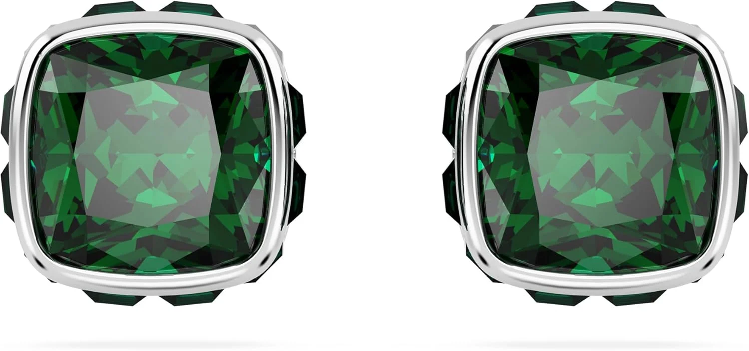 گوشواره های میخی سواروسکی با سنگ ماه تولد، برش مربعی، ژانویه، قرمز، روکش رودیوم