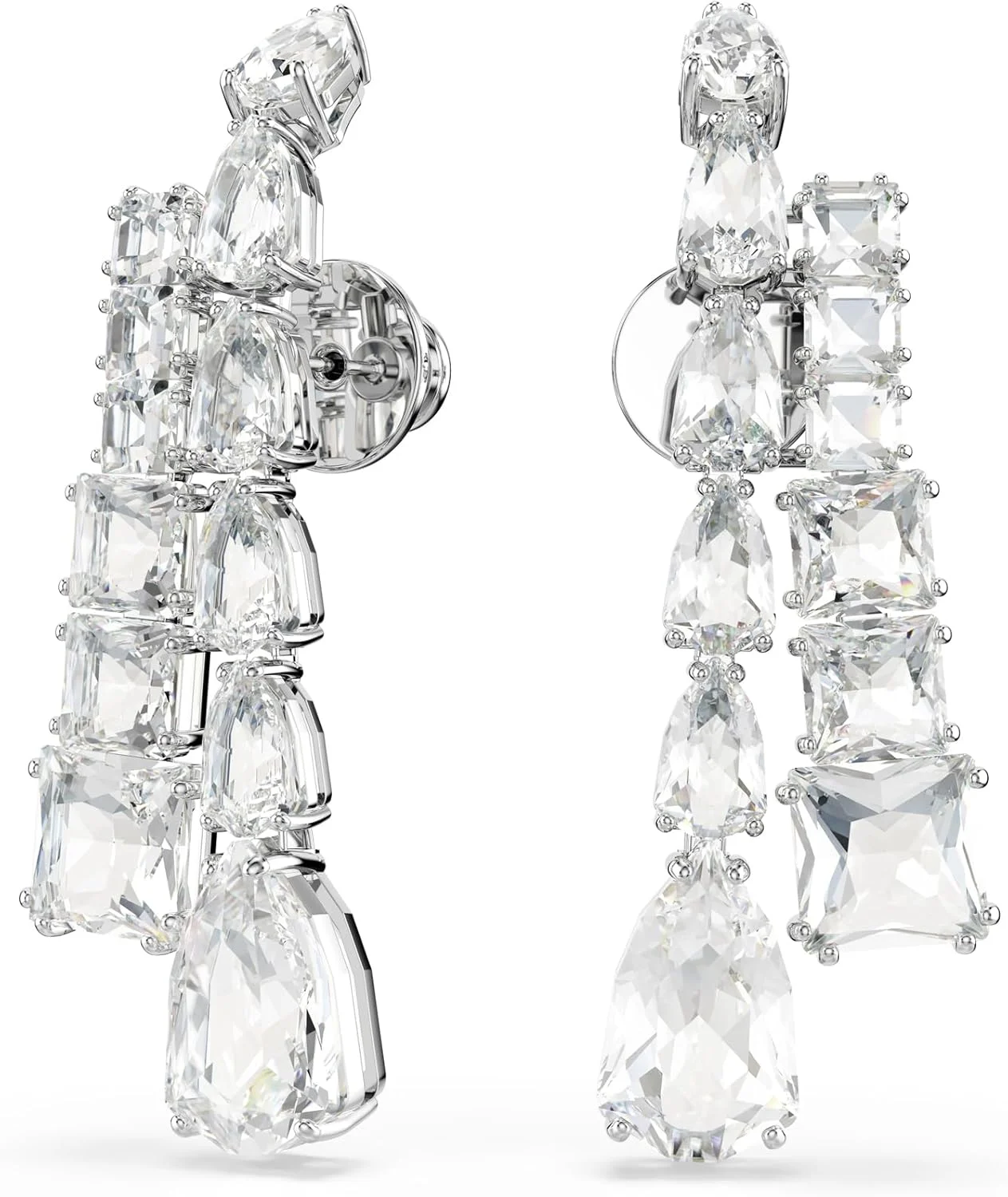 گوشواره آویز سواروسکی مدل Matrix با روکش رودیوم و برش های ترکیبی، سفید گوشواره آویز سواروسکی مدل Matrix با روکش رودیوم و برش های ترکیبی، سفید