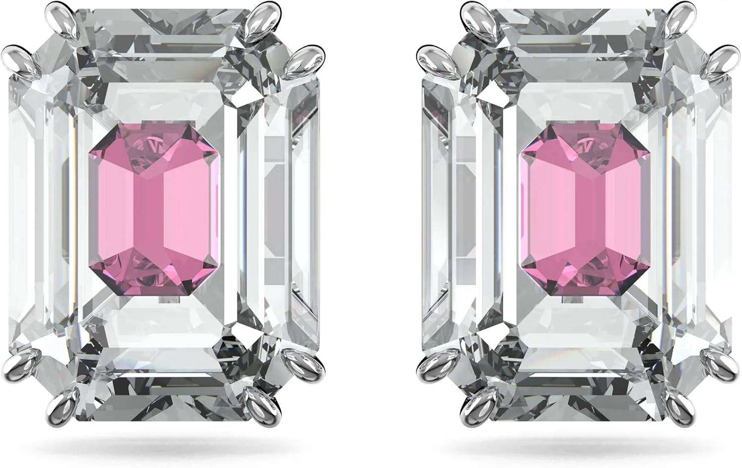 گوشواره های میخی سواروسکی Chroma صورتی با روکش رودیوم