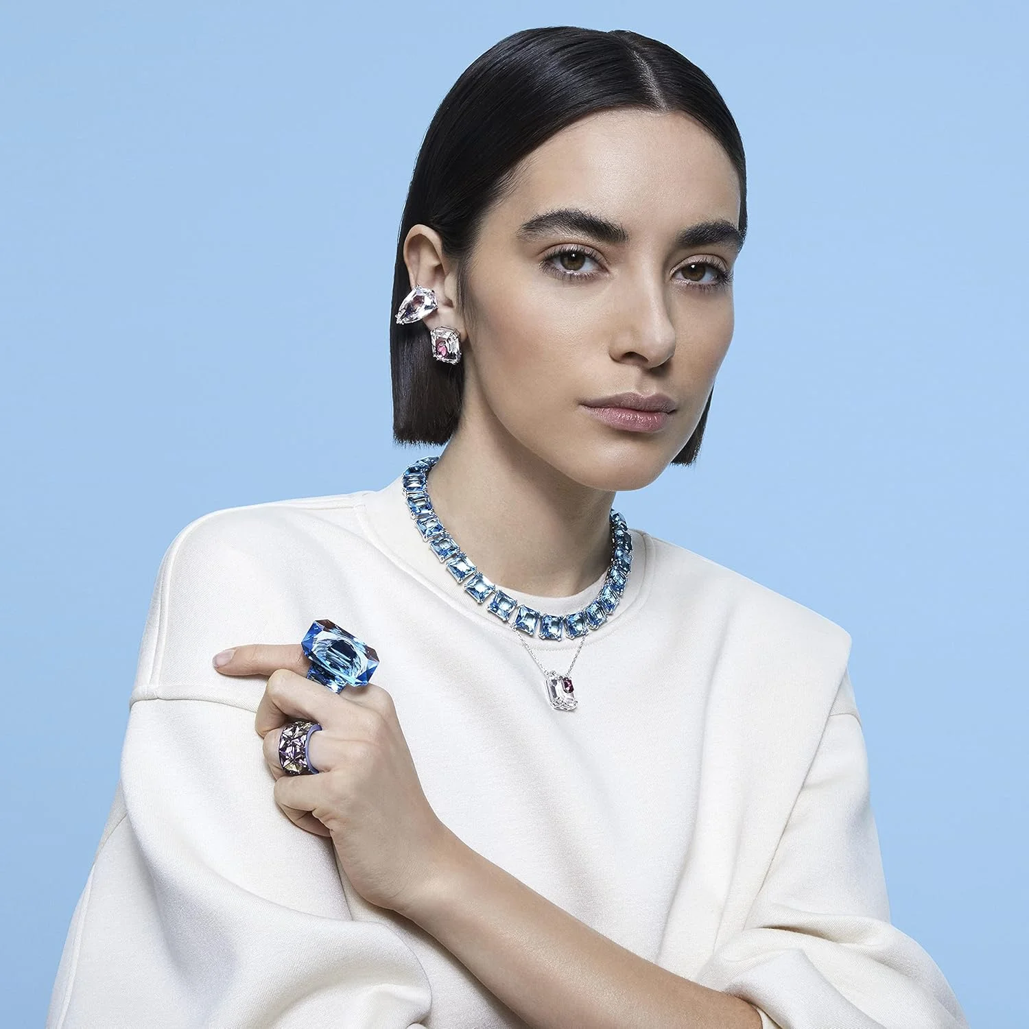 گوشواره های میخی سواروسکی Chroma صورتی با روکش رودیوم گوشواره های میخی سواروسکی Chroma صورتی با روکش رودیوم