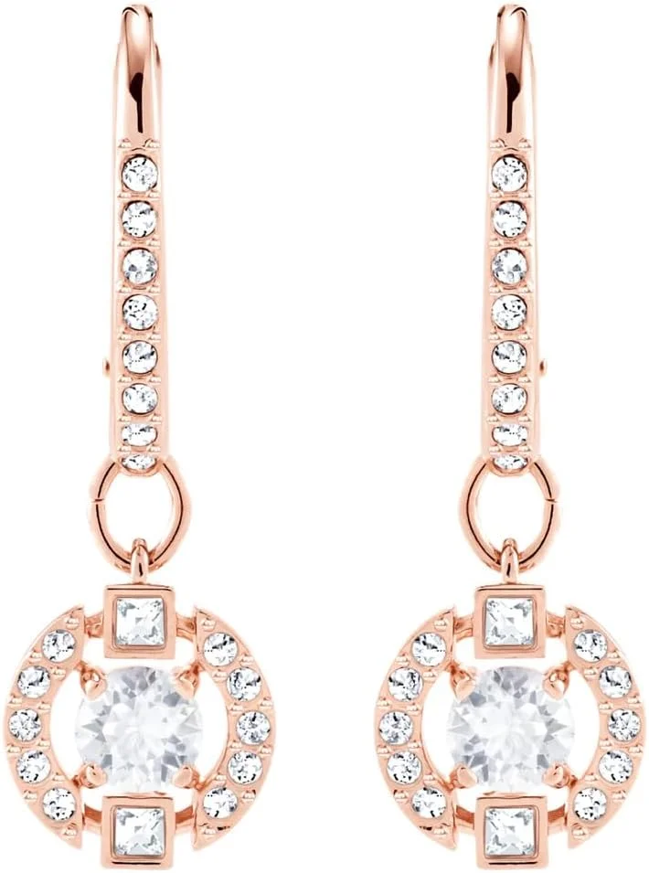 گوشواره زنانه سواروسکی مدل Sparkling Dance روکش طلای رزگلد 5627350 فلز متوسط