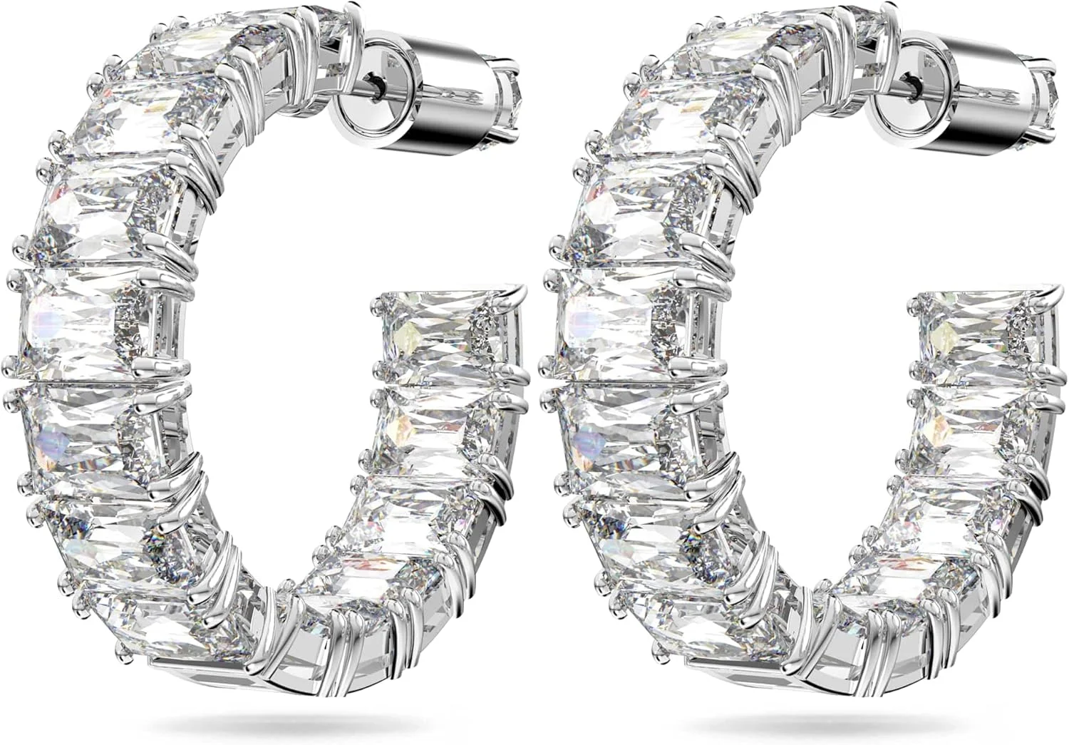 گوشواره های رودیوم اندود شده سواروسکی با کریستال های شفاف سواروسکی گوشواره های رودیوم اندود شده سواروسکی با کریستال های شفاف سواروسکی