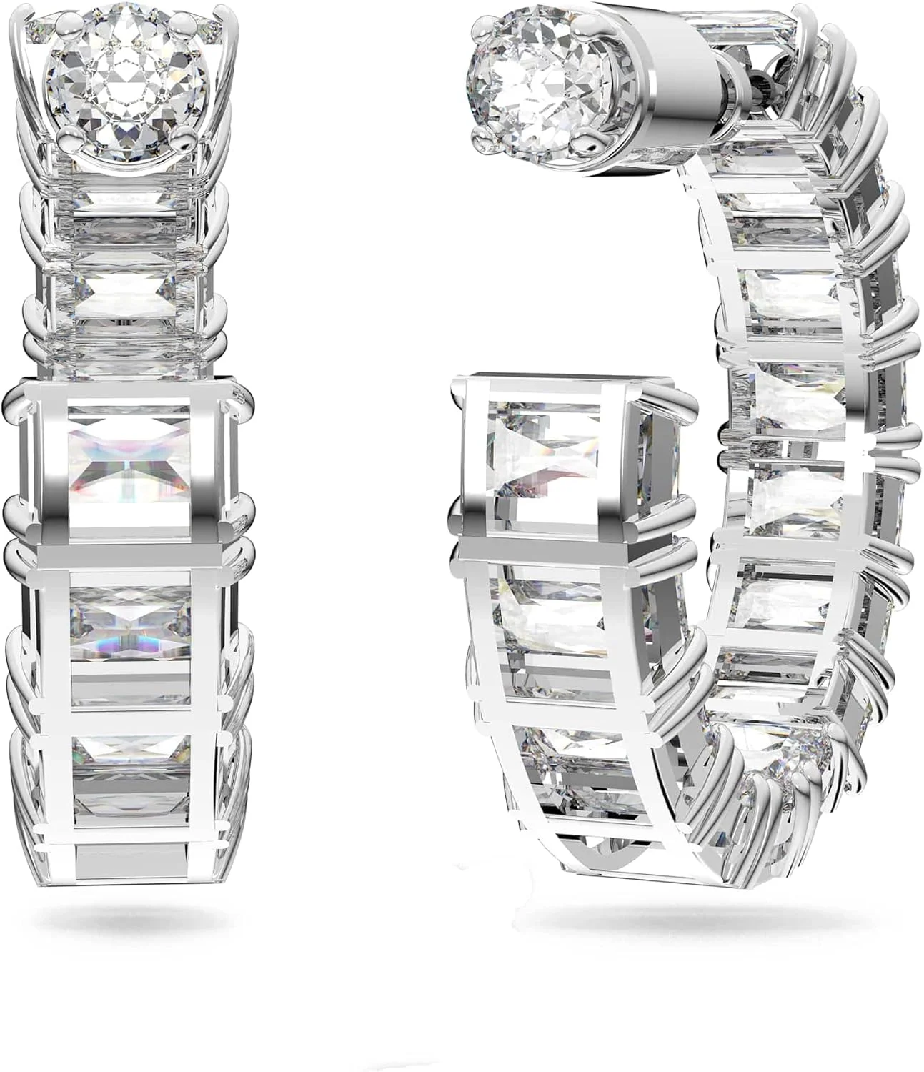 گوشواره های رودیوم اندود شده سواروسکی با کریستال های شفاف سواروسکی گوشواره های رودیوم اندود شده سواروسکی با کریستال های شفاف سواروسکی