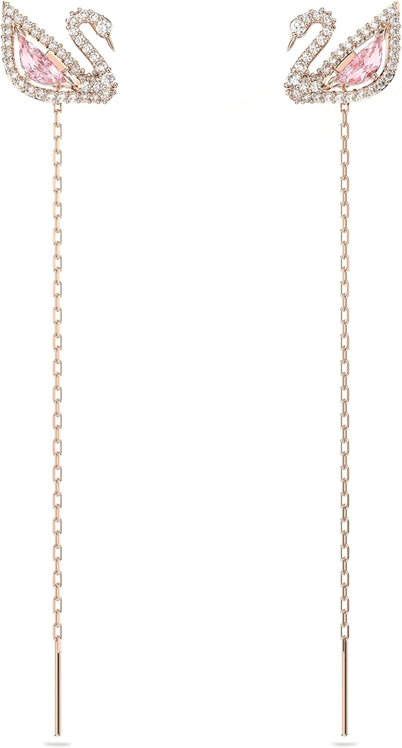 مجموعه جواهرات زنانه قو درخشان سواروسکی، کریستال های آبی، کریستال های صورتی، کریستال های شفاف