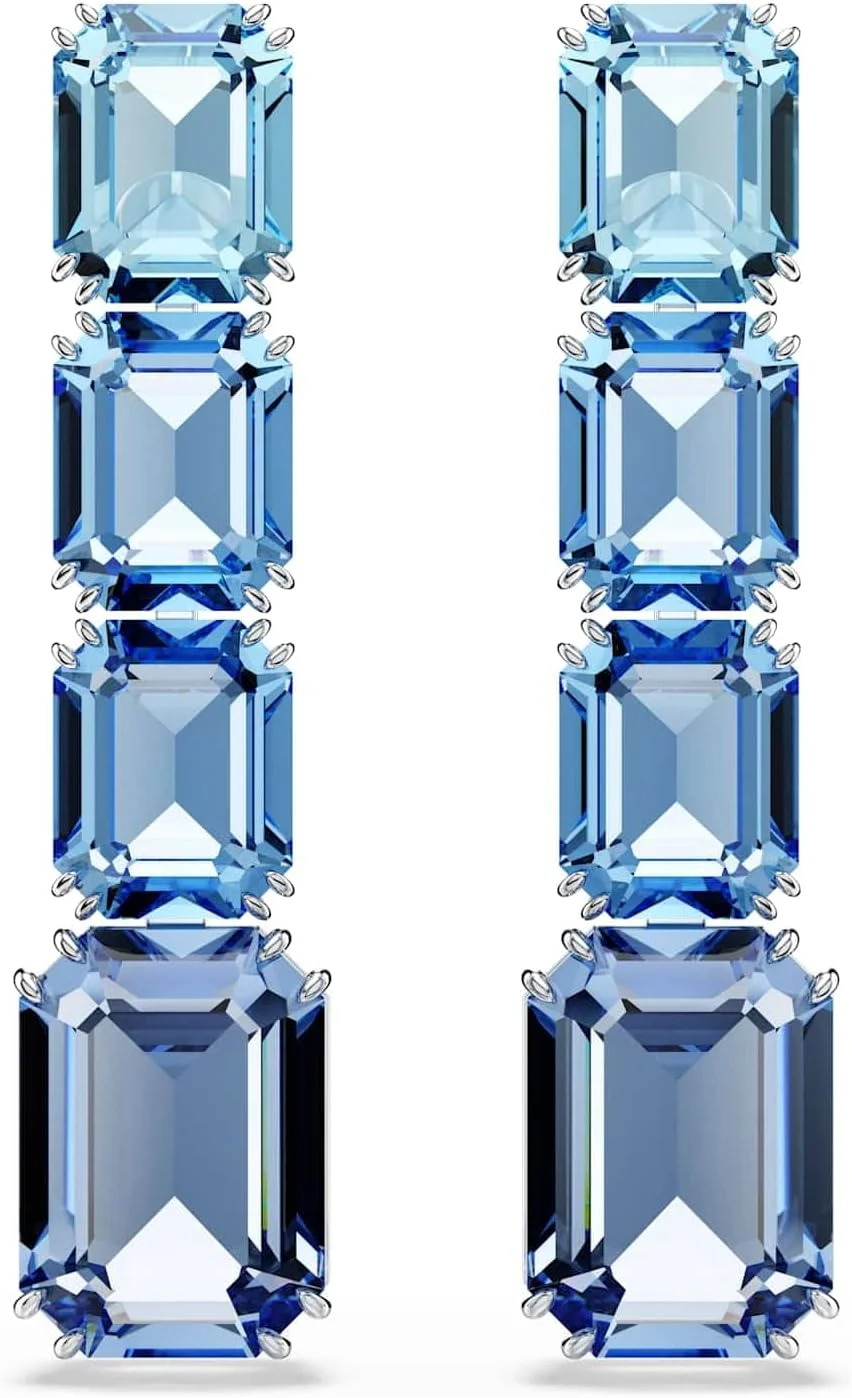 گوشواره آویز سواروسکی Millenia، برش هشت ضلعی، گرادیان رنگ، آبی، روکش رودیوم