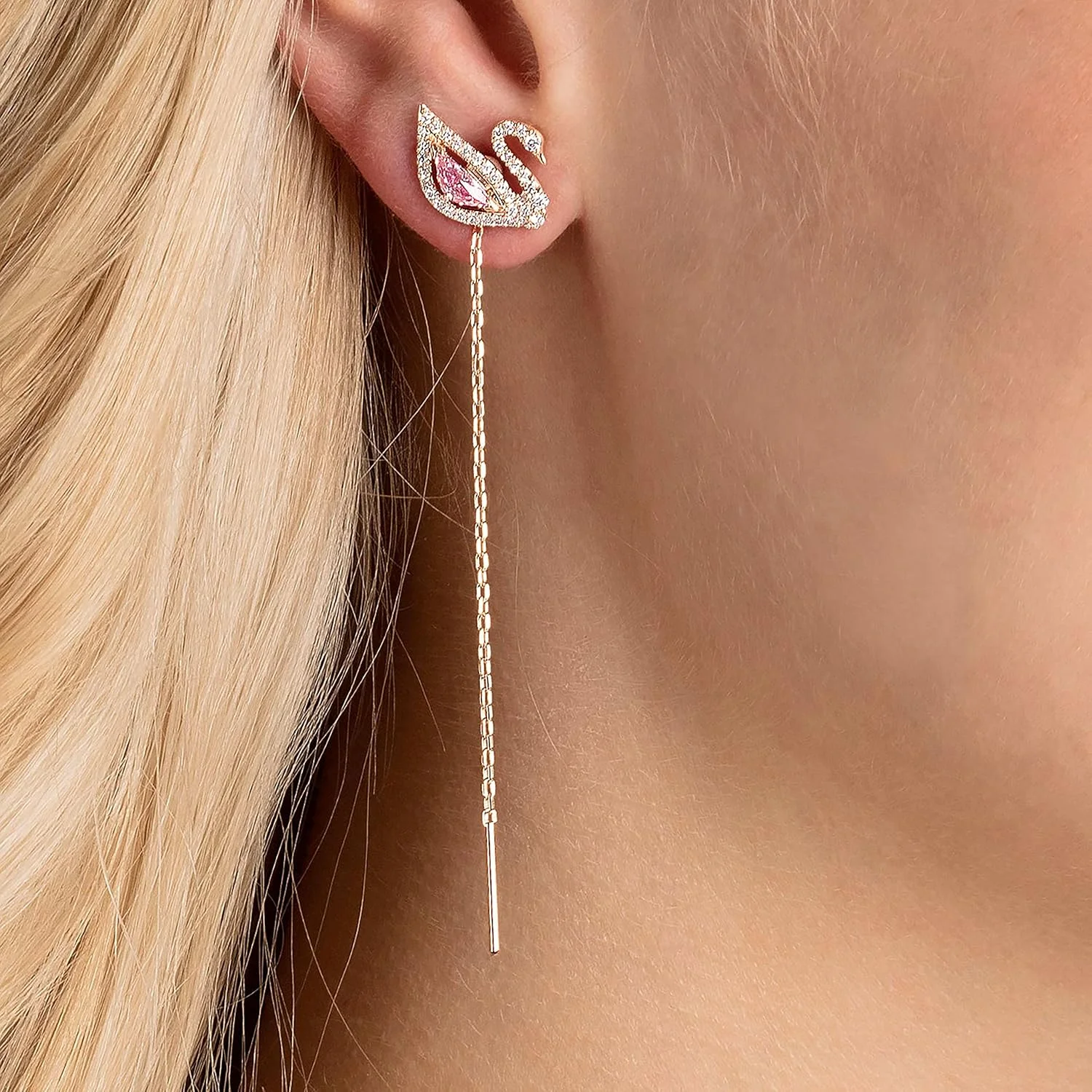 مجموعه جواهرات زنانه قو درخشان سواروسکی، کریستال های آبی، کریستال های صورتی، کریستال های شفاف